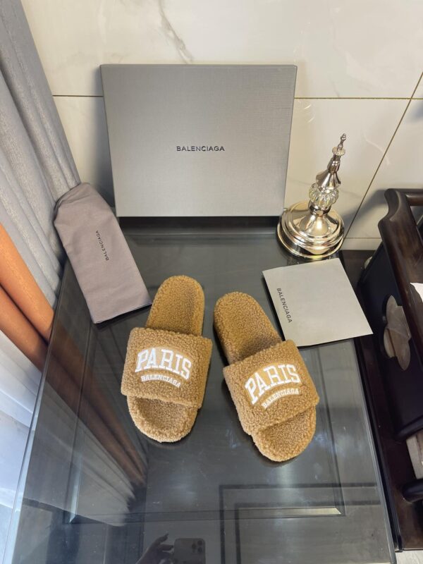 Balenciaga Furry Slide Sandal Brown For Women