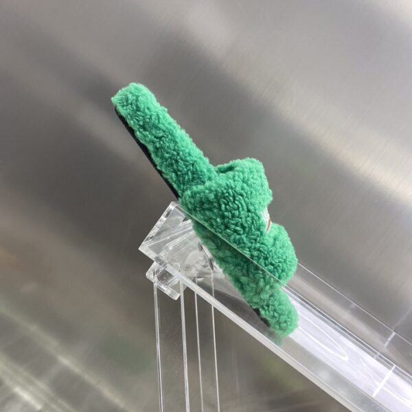 Balenciaga Furry Slide Sandal Green For Women