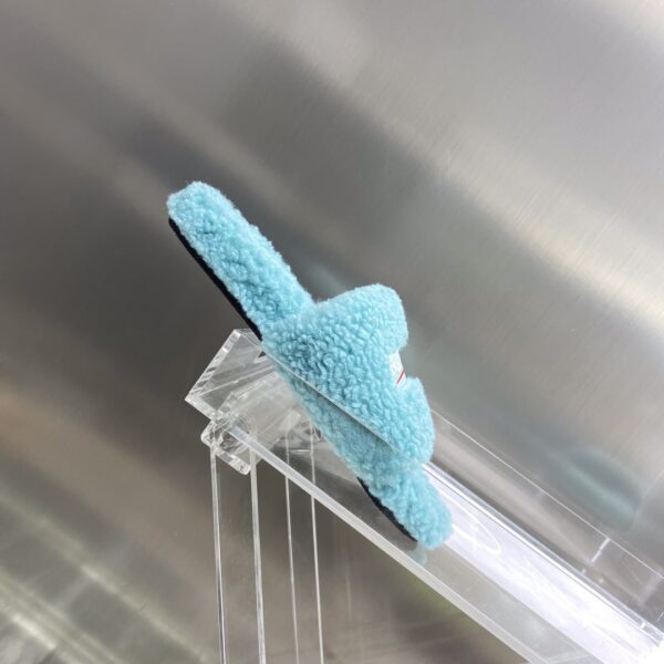 Balenciaga Furry Slide Sandal Light Blue For Women
