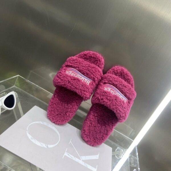 Balenciaga Furry Slide Sandal Pink For Women 654261W2DO15596
