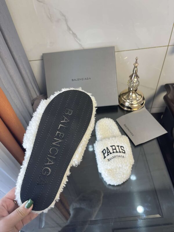 Balenciaga Furry Slide Sandal White For Women