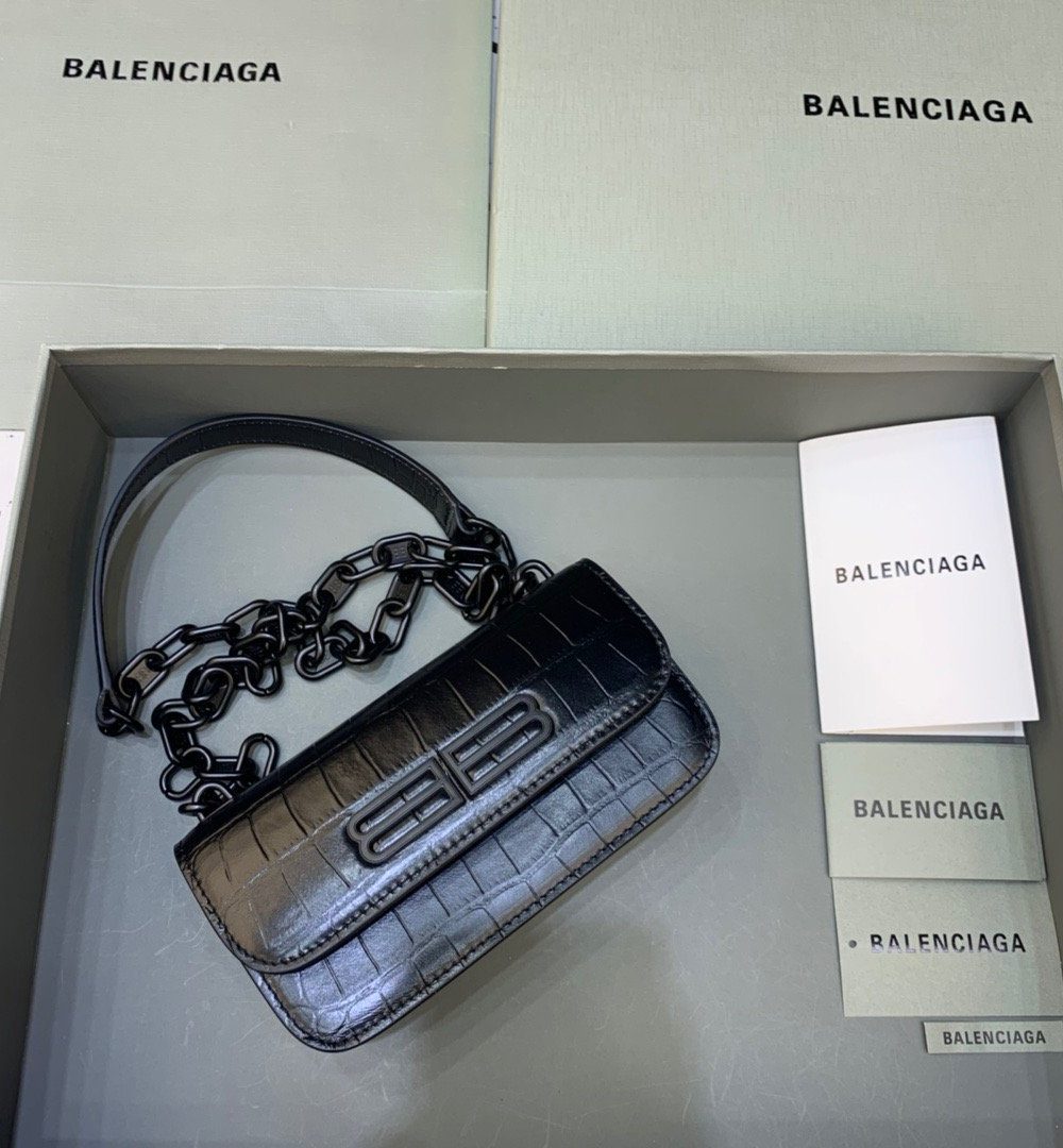 Balenciaga Gossip Small On Chain Shoulder Bag Black, For Women, Women's Bags 7.4in/19cm