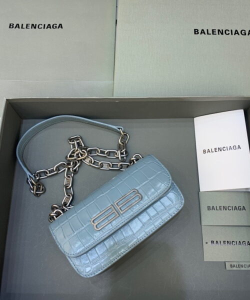 Balenciaga Gossip Small On Chain Shoulder Bag Blue, For Women, Women's Bags 7.4in/19cm