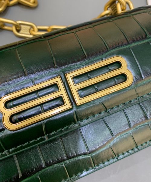Balenciaga Gossip Small On Chain Shoulder Bag Dark Green, For Women, Women's Bags 7.4in/19cm