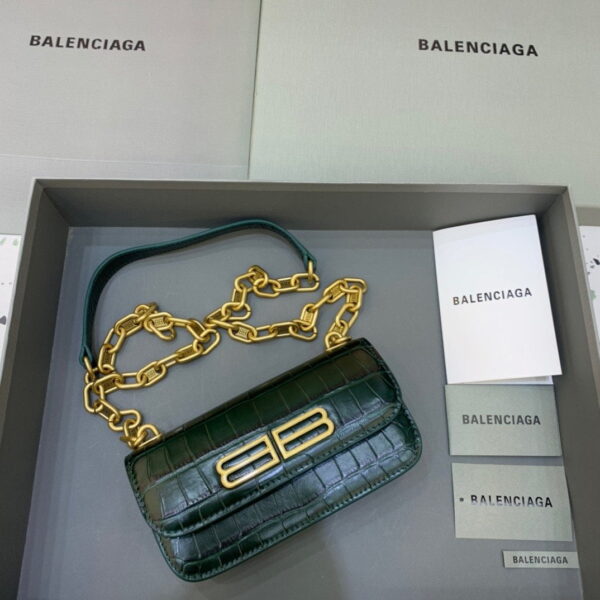 Balenciaga Gossip Small On Chain Shoulder Bag Dark Green, For Women, Women's Bags 7.4in/19cm