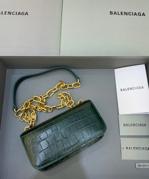 Balenciaga Gossip Small On Chain Shoulder Bag Dark Green, For Women, Women's Bags 7.4in/19cm
