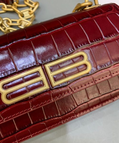 Balenciaga Gossip Small On Chain Shoulder Bag Dark Red, For Women, Women's Bags 7.4in/19cm