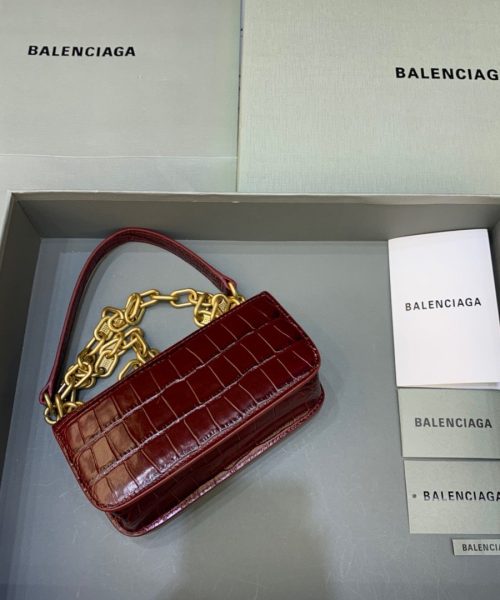 Balenciaga Gossip Small On Chain Shoulder Bag Dark Red, For Women, Women's Bags 7.4in/19cm