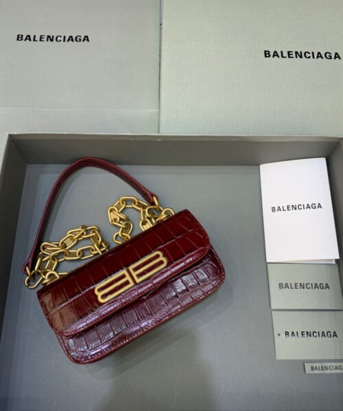 Balenciaga Gossip Small On Chain Shoulder Bag Dark Red, For Women, Women's Bags 7.4in/19cm