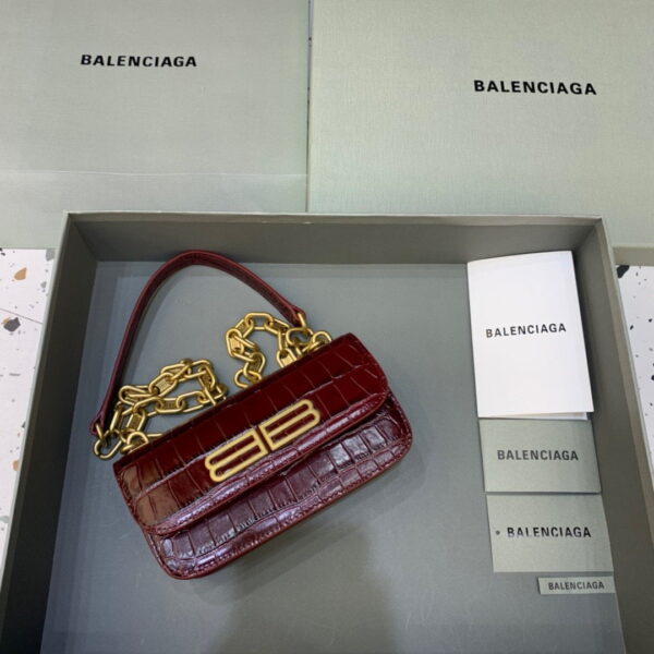 Balenciaga Gossip Small On Chain Shoulder Bag Dark Red, For Women, Women's Bags 7.4in/19cm