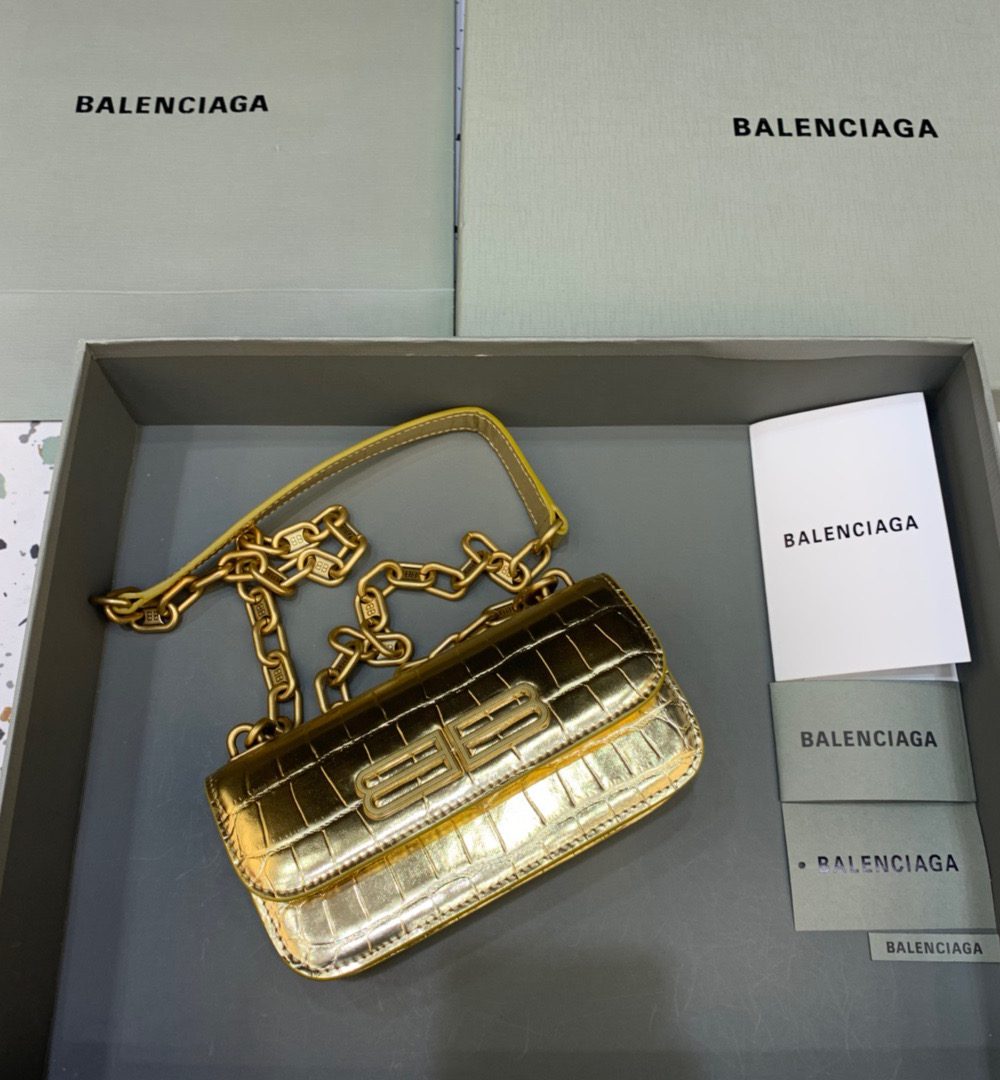 Balenciaga Gossip Small On Chain Shoulder Bag Gold, For Women, Women's Bags 7.4in/19cm