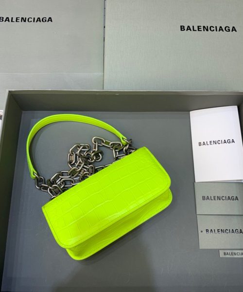 Balenciaga Gossip Small On Chain Shoulder Bag Green Neon, For Women, Women's Bags 7.4in/19cm