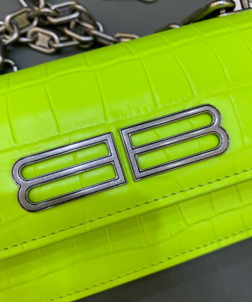 Balenciaga Gossip Small On Chain Shoulder Bag Green Neon, For Women, Women's Bags 7.4in/19cm
