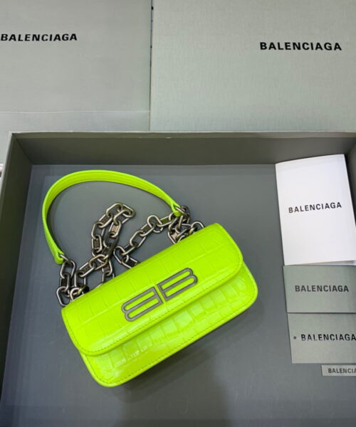 Balenciaga Gossip Small On Chain Shoulder Bag Green Neon, For Women, Women's Bags 7.4in/19cm