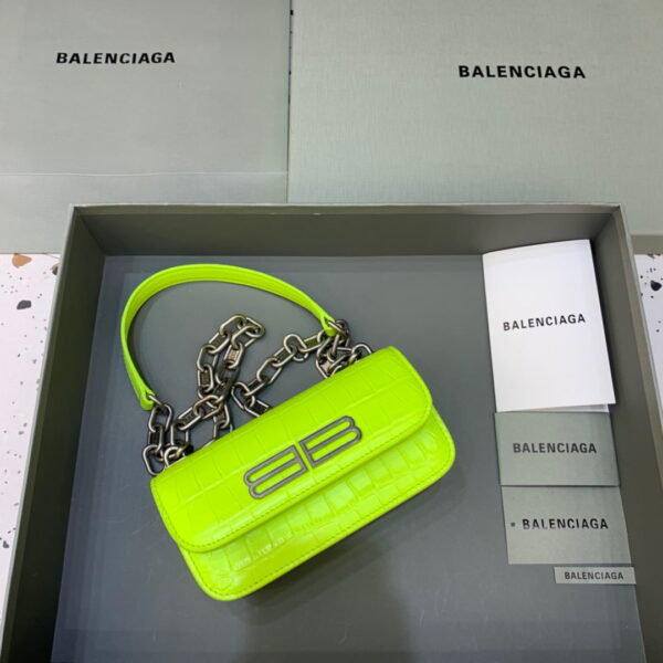 Balenciaga Gossip Small On Chain Shoulder Bag Green Neon, For Women, Women's Bags 7.4in/19cm