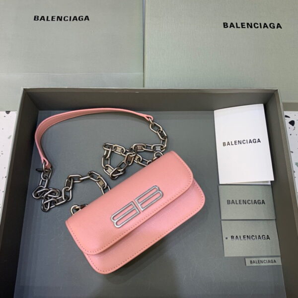 Balenciaga Gossip Small On Chain Shoulder Bag Light Pink, For Women, Women's Bags 7.4in/19cm