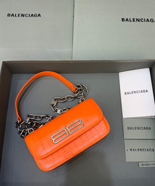 Balenciaga Gossip Small On Chain Shoulder Bag Orange, For Women, Women's Bags 7.4in/19cm