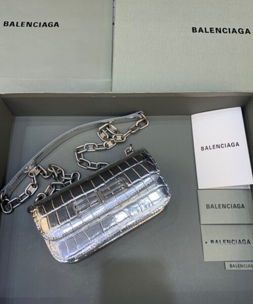 Balenciaga Gossip Small On Chain Shoulder Bag Sliver, For Women, Women's Bags 7.4in/19cm
