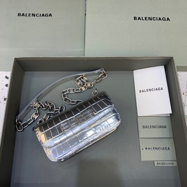 Balenciaga Gossip Small On Chain Shoulder Bag Sliver, For Women, Women's Bags 7.4in/19cm