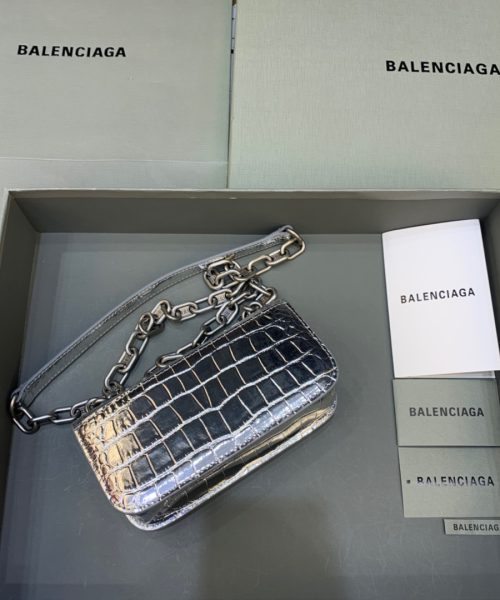 Balenciaga Gossip Small On Chain Shoulder Bag Sliver, For Women, Women's Bags 7.4in/19cm