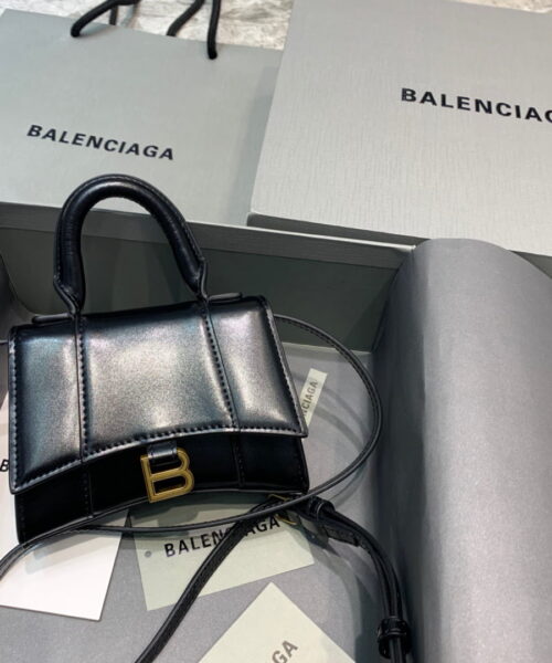 Balenciaga Hourglass Mini Handbag In Black, For Women, Women's Bags 4.7in/12cm