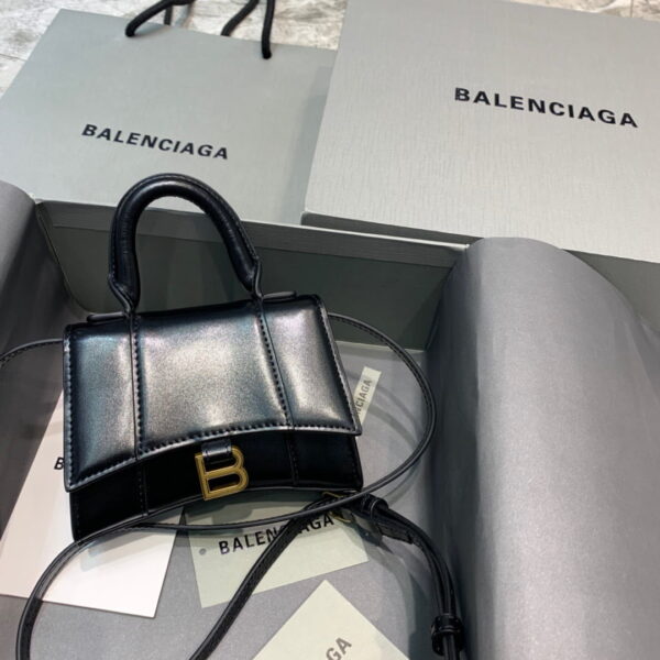 Balenciaga Hourglass Mini Handbag In Black, For Women, Women's Bags 4.7in/12cm