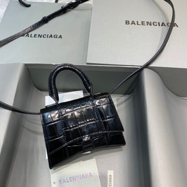 Balenciaga Hourglass Mini Handbag In Black, For Women, Women's Bags 4.7in/12cm
