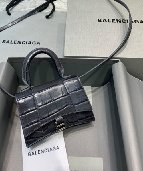 Balenciaga Hourglass Mini Handbag In Black, For Women, Women's Bags 4.7in/12cm