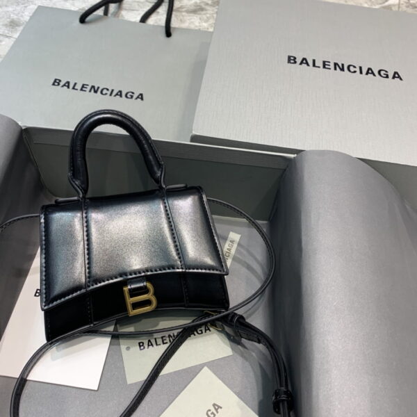 Balenciaga Hourglass Mini Handbag In Black, For Women, Women's Bags 4.7in/12cm