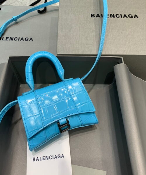 Balenciaga Hourglass Mini Handbag In Blue, For Women, Women's Bags 4.7in/12cm