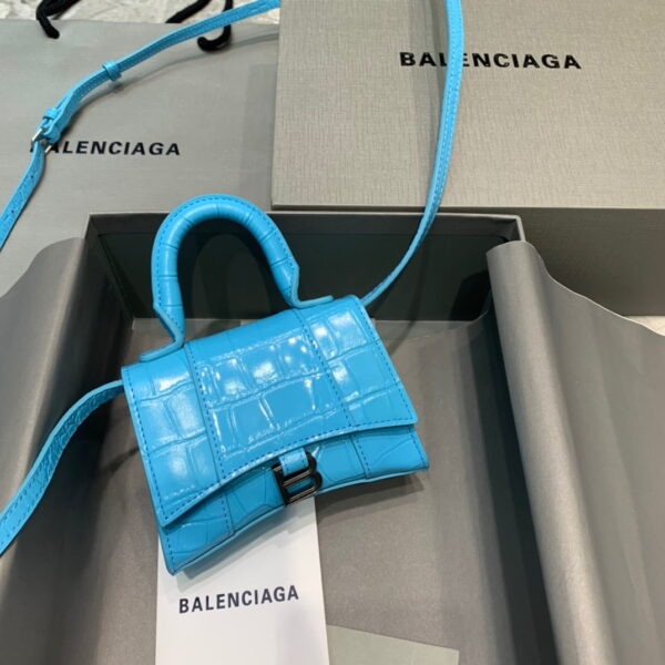 Balenciaga Hourglass Mini Handbag In Blue, For Women, Women's Bags 4.7in/12cm