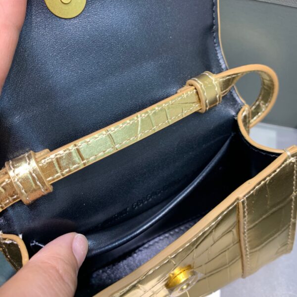 Balenciaga Hourglass Mini Handbag In Gold, For Women, Women's Bags 4.7in/12cm