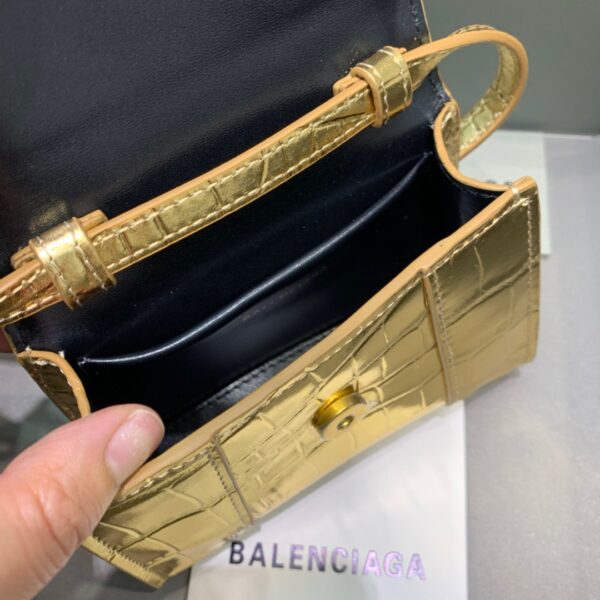 Balenciaga Hourglass Mini Handbag In Gold, For Women, Women's Bags 4.7in/12cm