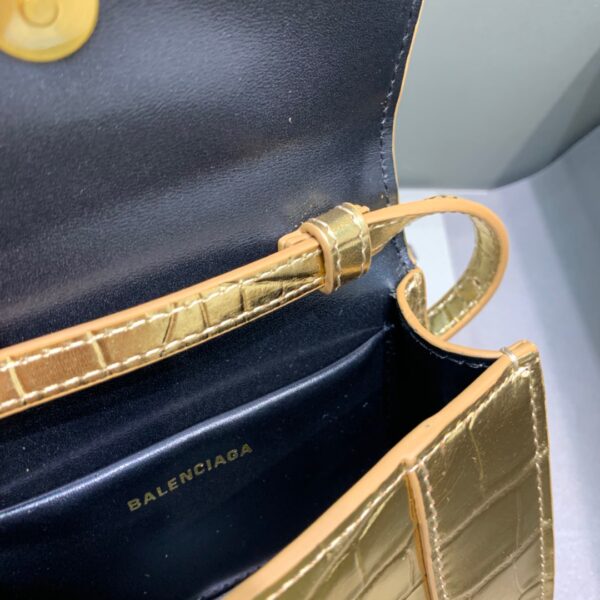 Balenciaga Hourglass Mini Handbag In Gold, For Women, Women's Bags 4.7in/12cm