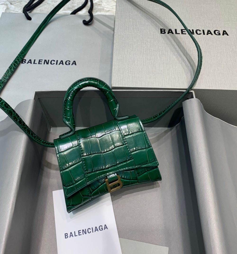 Balenciaga Hourglass Mini Handbag In Green, For Women, Women's Bags 4.7in/12cm