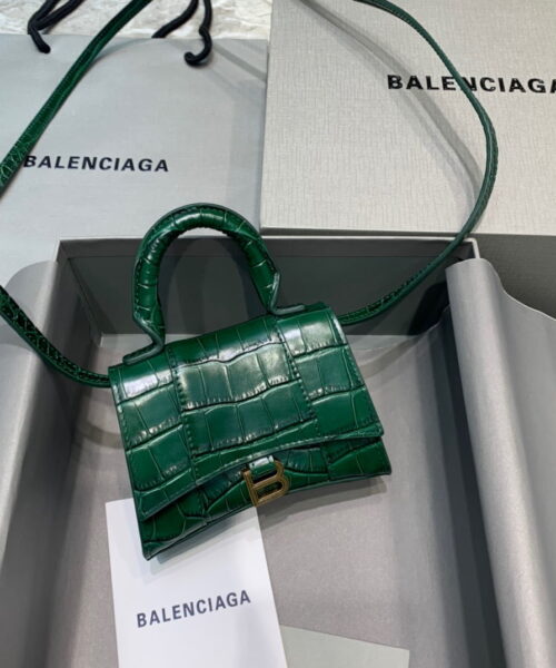 Balenciaga Hourglass Mini Handbag In Green, For Women, Women's Bags 4.7in/12cm