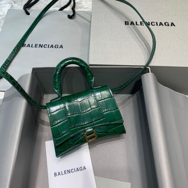 Balenciaga Hourglass Mini Handbag In Green, For Women, Women's Bags 4.7in/12cm
