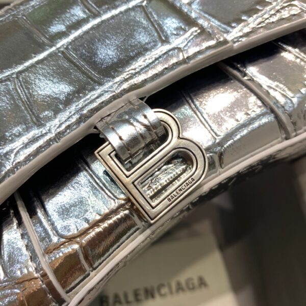 Balenciaga Hourglass Mini Handbag In Sliver, For Women, Women's Bags 4.7in/12cm 6373721S4CY8110