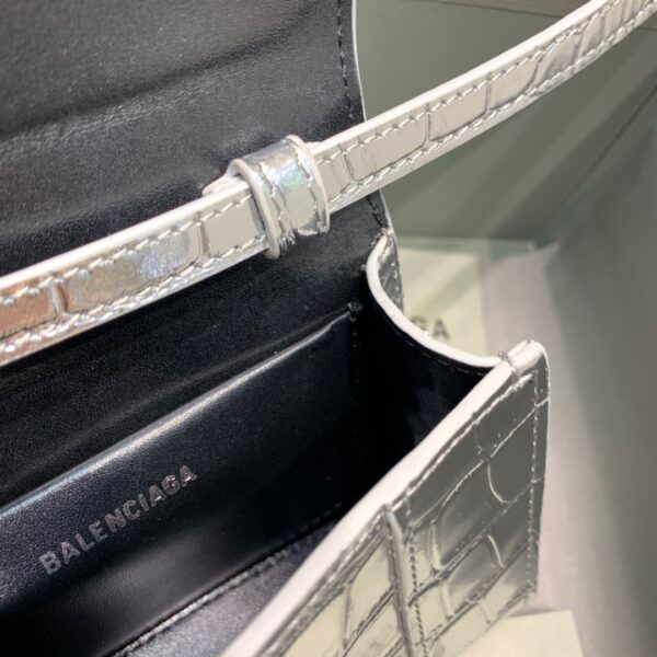 Balenciaga Hourglass Mini Handbag In Sliver, For Women, Women's Bags 4.7in/12cm 6373721S4CY8110