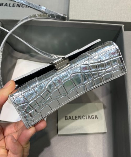 Balenciaga Hourglass Mini Handbag In Sliver, For Women, Women's Bags 4.7in/12cm 6373721S4CY8110