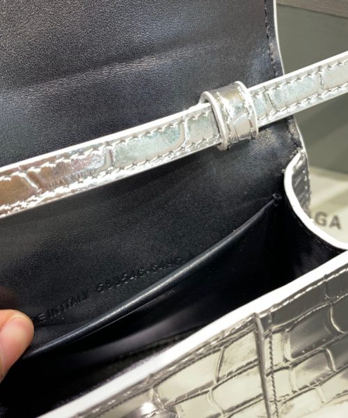 Balenciaga Hourglass Mini Handbag In Sliver, For Women, Women's Bags 4.7in/12cm 6373721S4CY8110