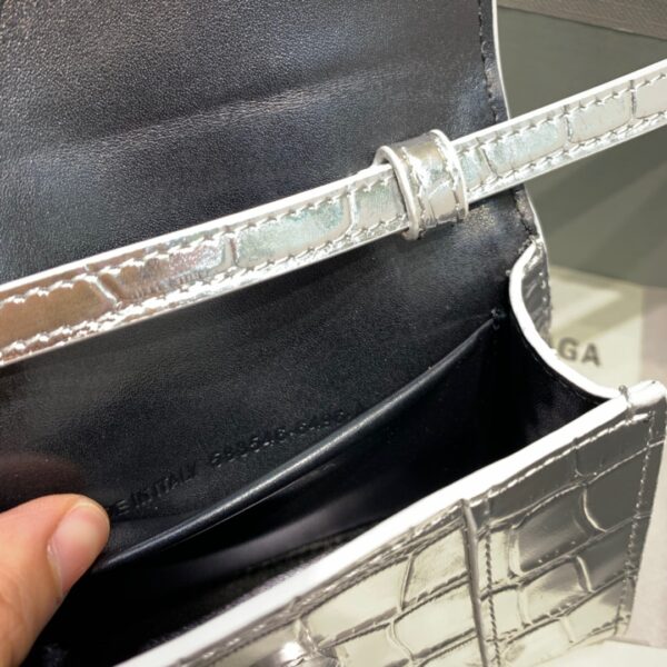 Balenciaga Hourglass Mini Handbag In Sliver, For Women, Women's Bags 4.7in/12cm 6373721S4CY8110