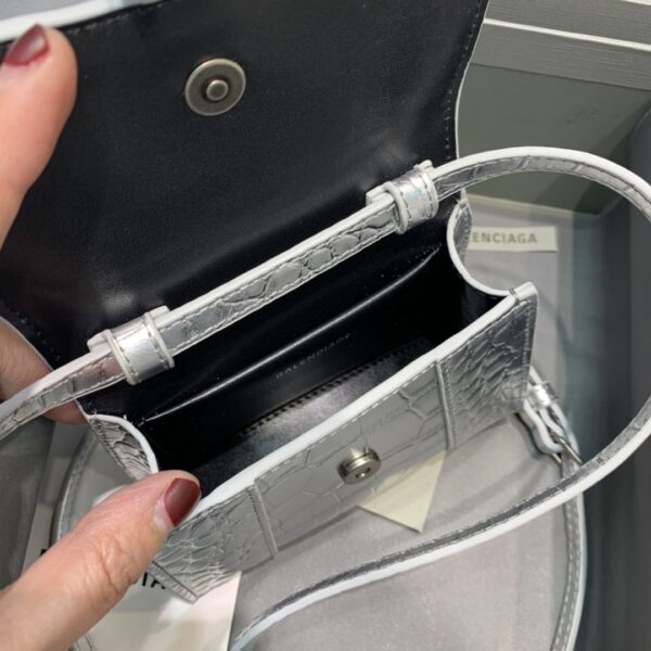 Balenciaga Hourglass Mini Handbag In Sliver, For Women, Women's Bags 4.7in/12cm