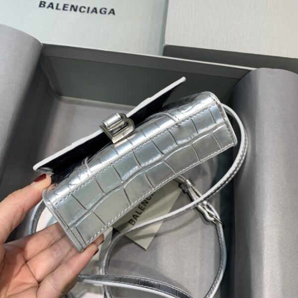Balenciaga Hourglass Mini Handbag In Sliver, For Women, Women's Bags 4.7in/12cm
