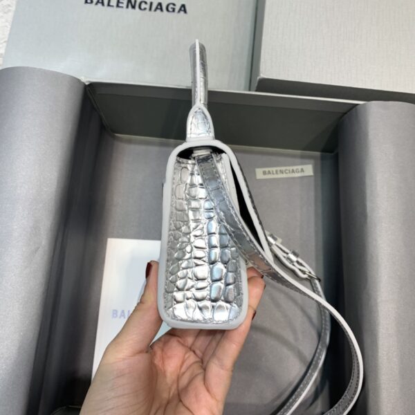 Balenciaga Hourglass Mini Handbag In Sliver, For Women, Women's Bags 4.7in/12cm