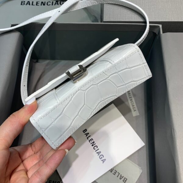 Balenciaga Hourglass Mini Handbag In White, For Women, Women's Bags 4.7in/12cm 6373721LR6Y9016