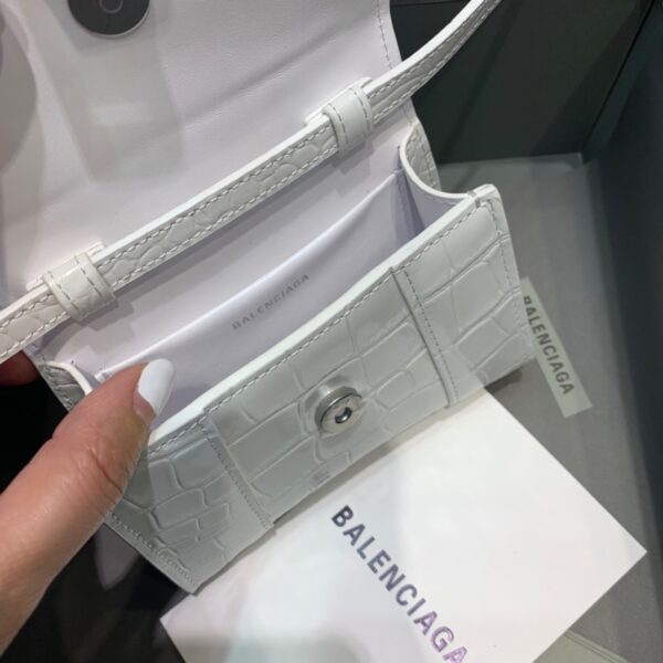 Balenciaga Hourglass Mini Handbag In White, For Women, Women's Bags 4.7in/12cm 6373721LR6Y9016