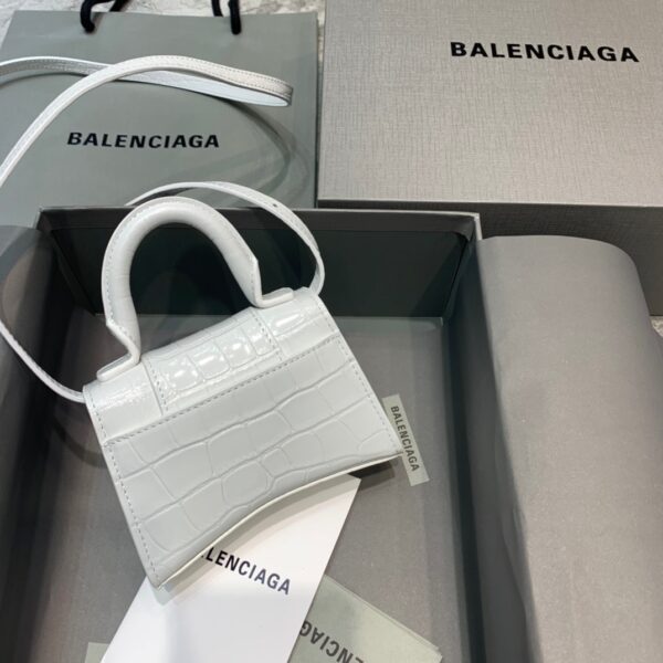 Balenciaga Hourglass Mini Handbag In White, For Women, Women's Bags 4.7in/12cm 6373721LR6Y9016