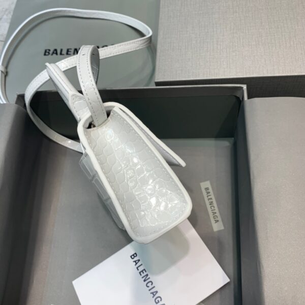 Balenciaga Hourglass Mini Handbag In White, For Women, Women's Bags 4.7in/12cm 6373721LR6Y9016