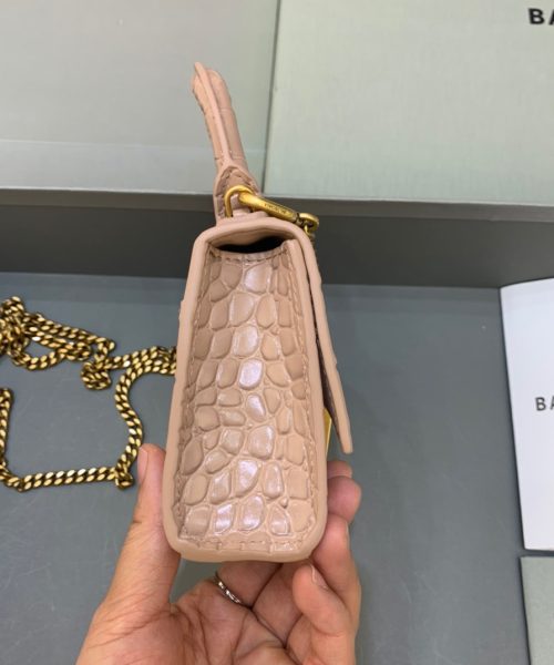 Balenciaga Hourglass Mini Handbag With Chain In Beige, For Women, Women's Bags 4.7in/12cm